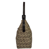 Fendi Brown Leather Trim Zucca Mamma Baguette