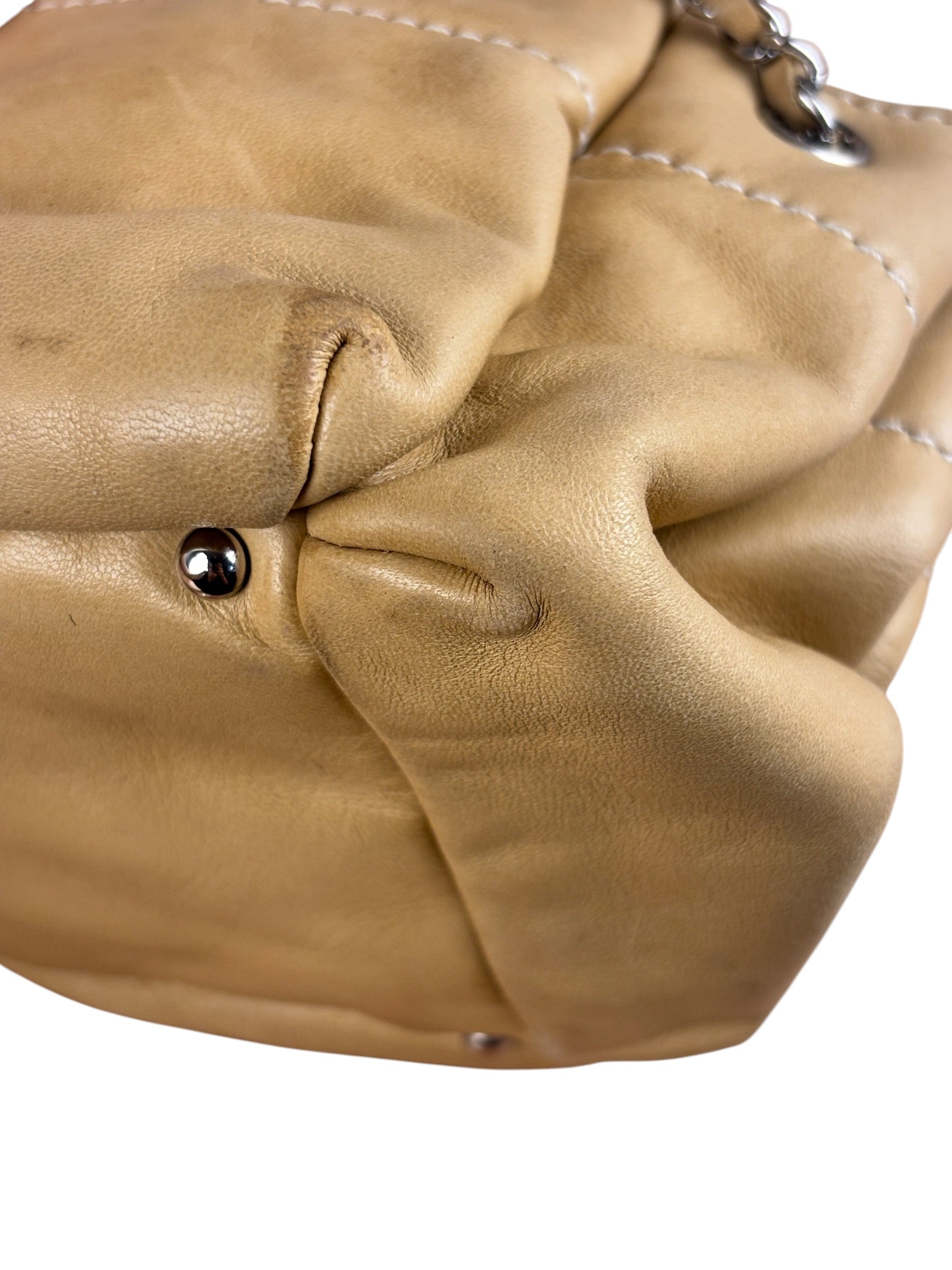 Chanel Warm Beige Leather LAX Accordion Shoulder Bag 2003