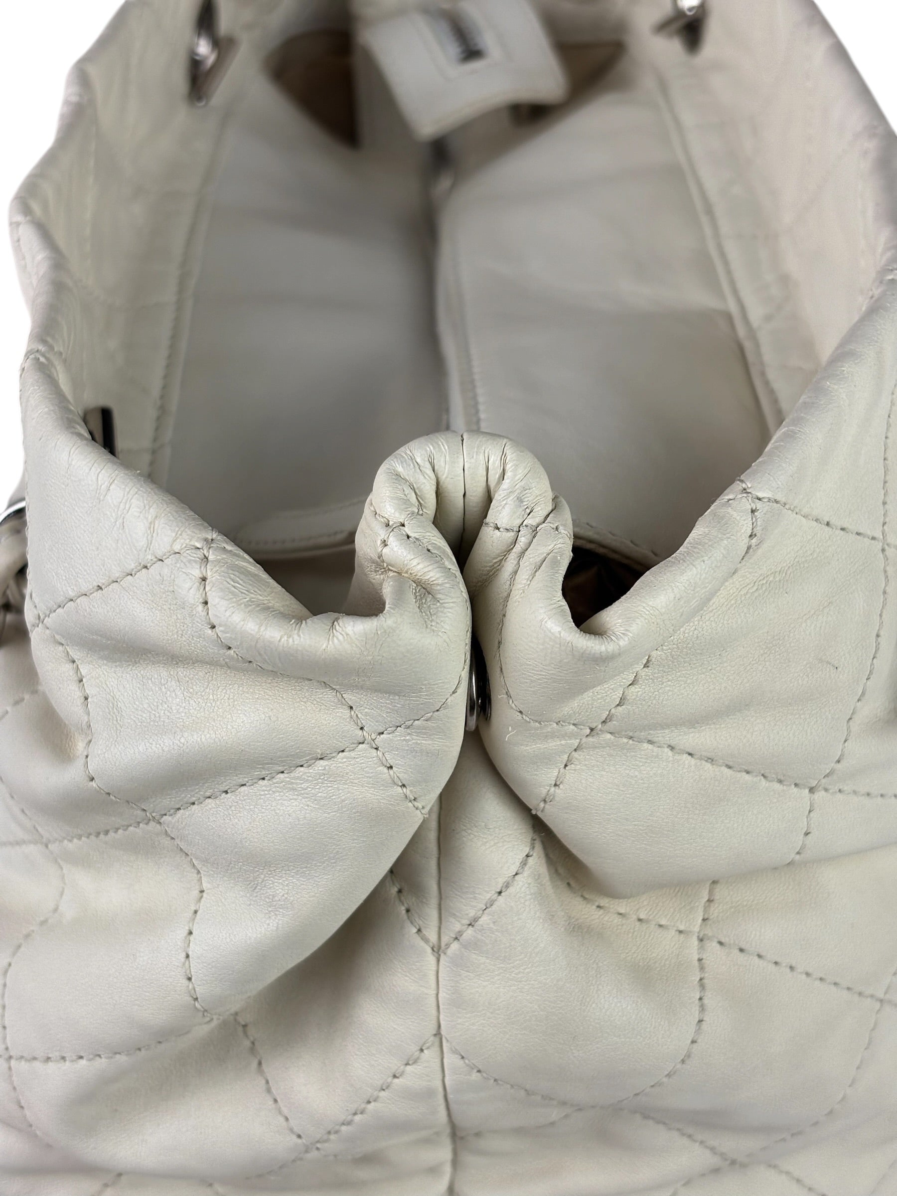 Chanel White Quilted Leather Gabrielle Shopping Tote 2010