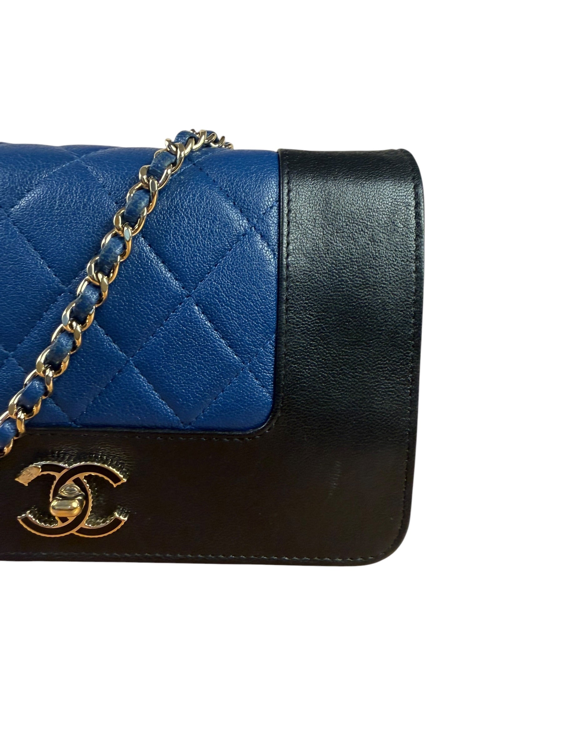 Chanel Bicolor Leather Mademoiselle Wallet On Chain 2017