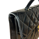 Chanel CC Black Patent Quilted Flap Briefcase Handbag '95