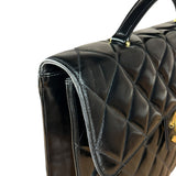 Chanel CC Black Patent Quilted Flap Briefcase Handbag '95