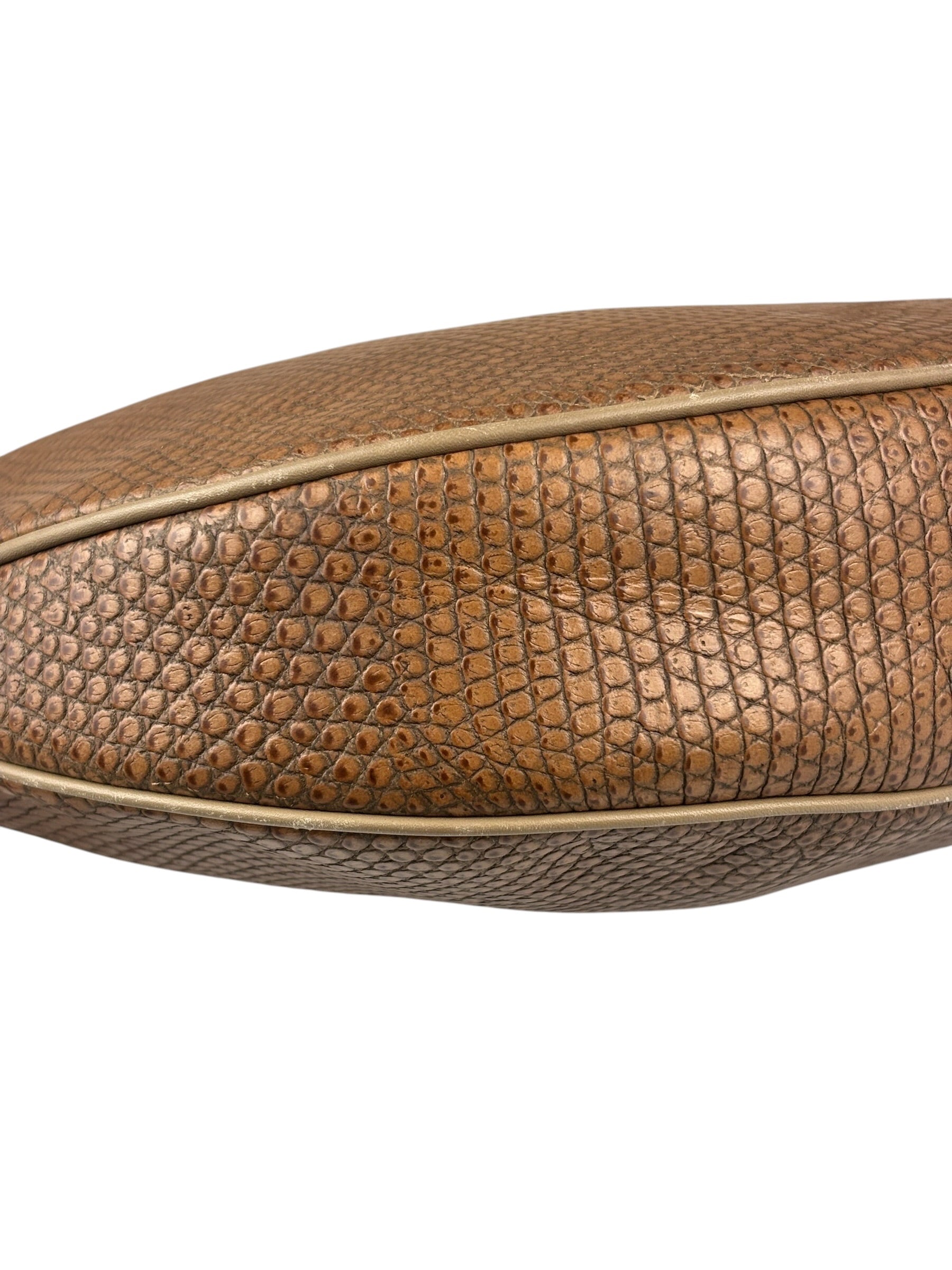 Salvatore Ferragamo Brown Lizard-Embossed Hobo Bag