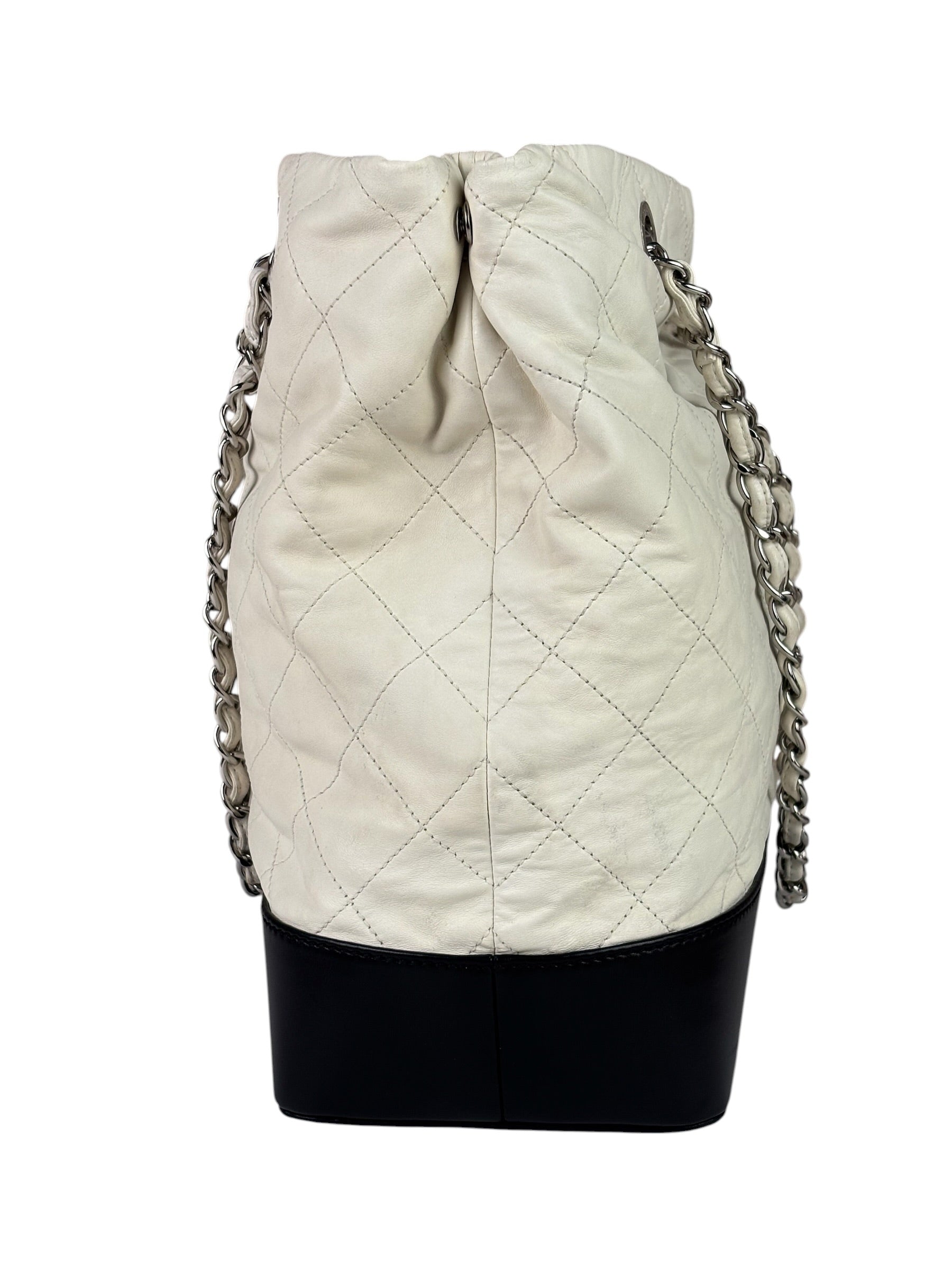 Chanel White Quilted Leather Gabrielle Shopping Tote 2010