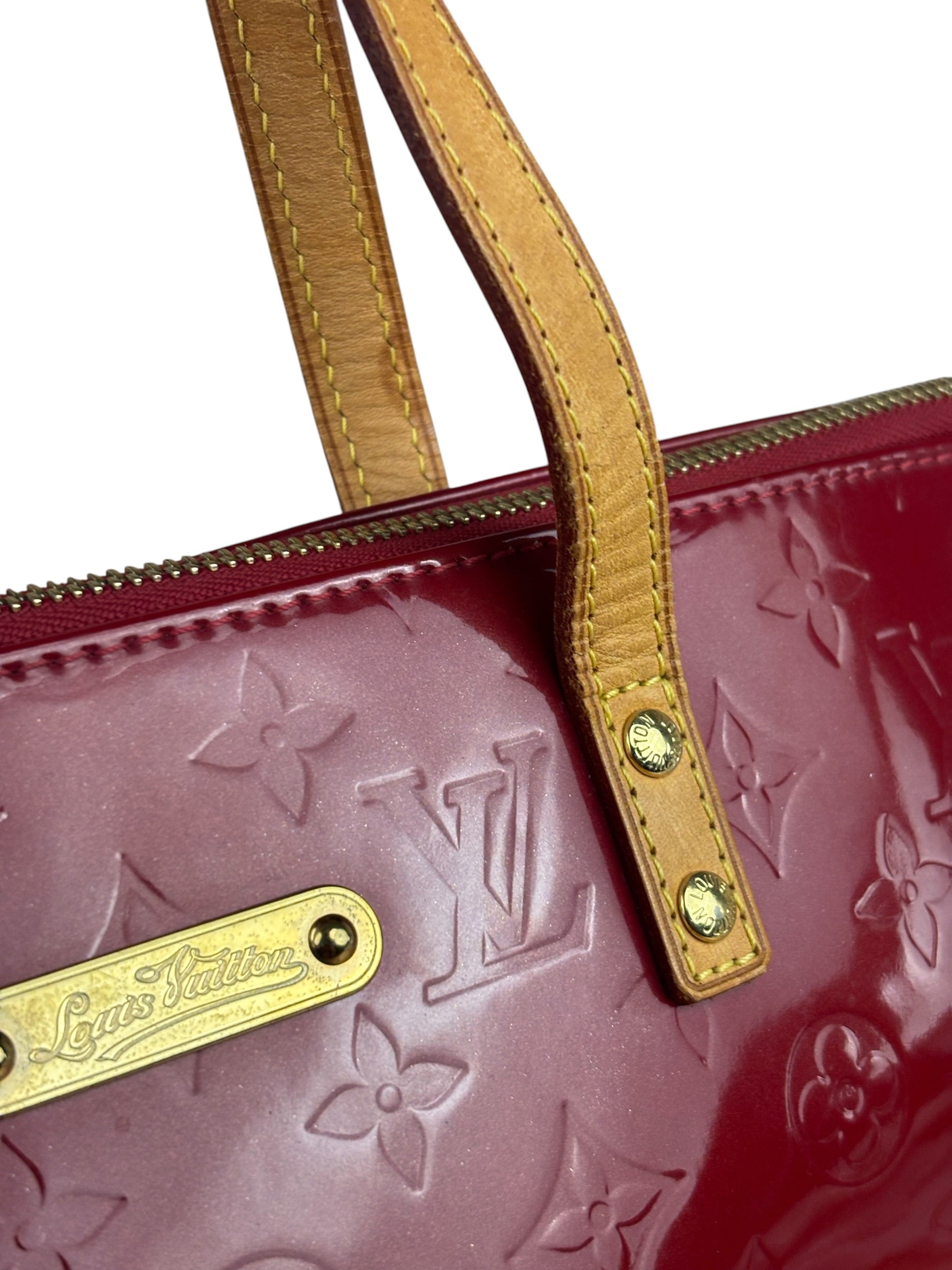 Louis Vuitton Red Leather Monogram Vernis Bellevue Handbag PM