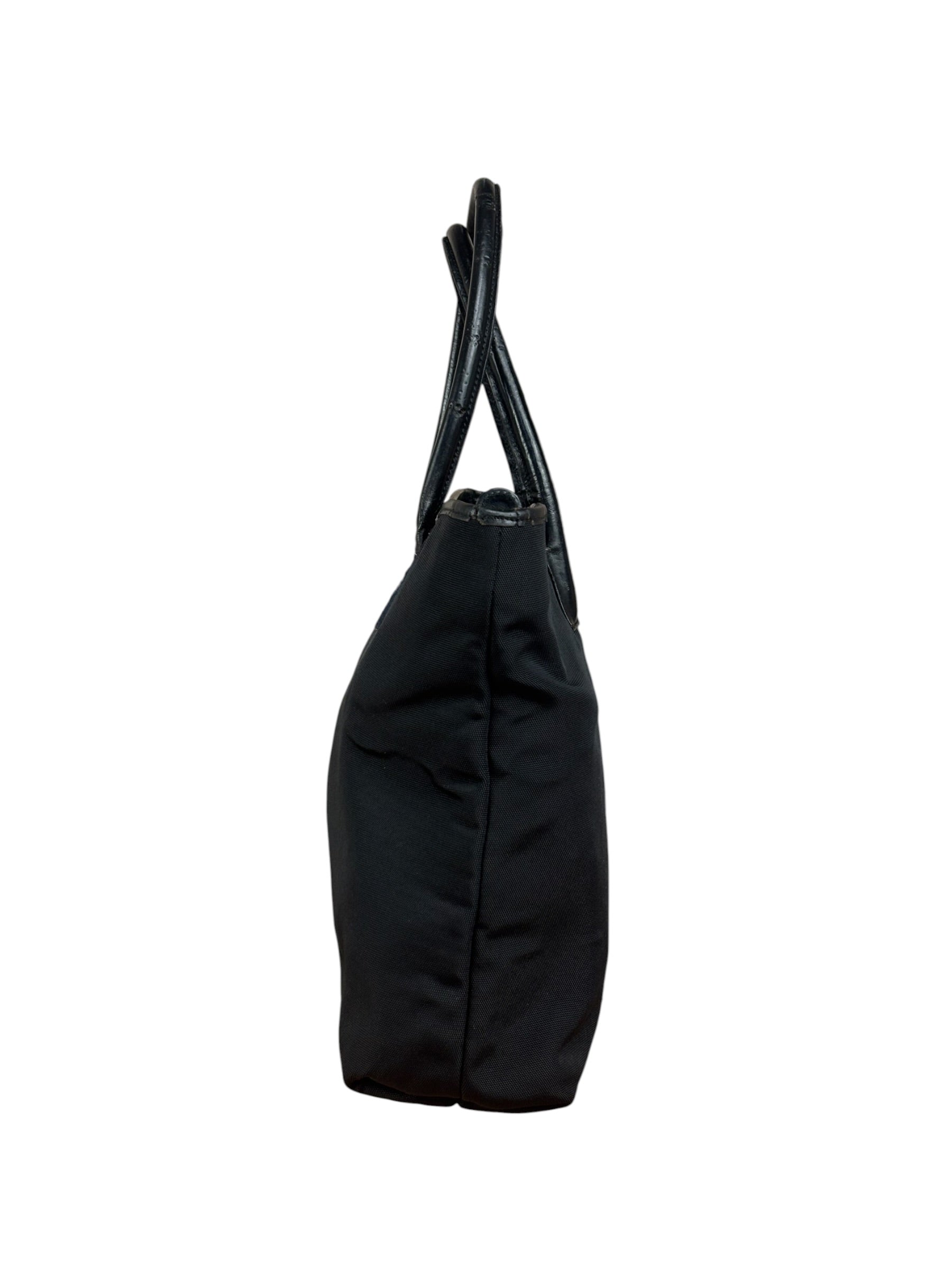 Gucci Vintage Black Nylon Leather Trim Tote Bag