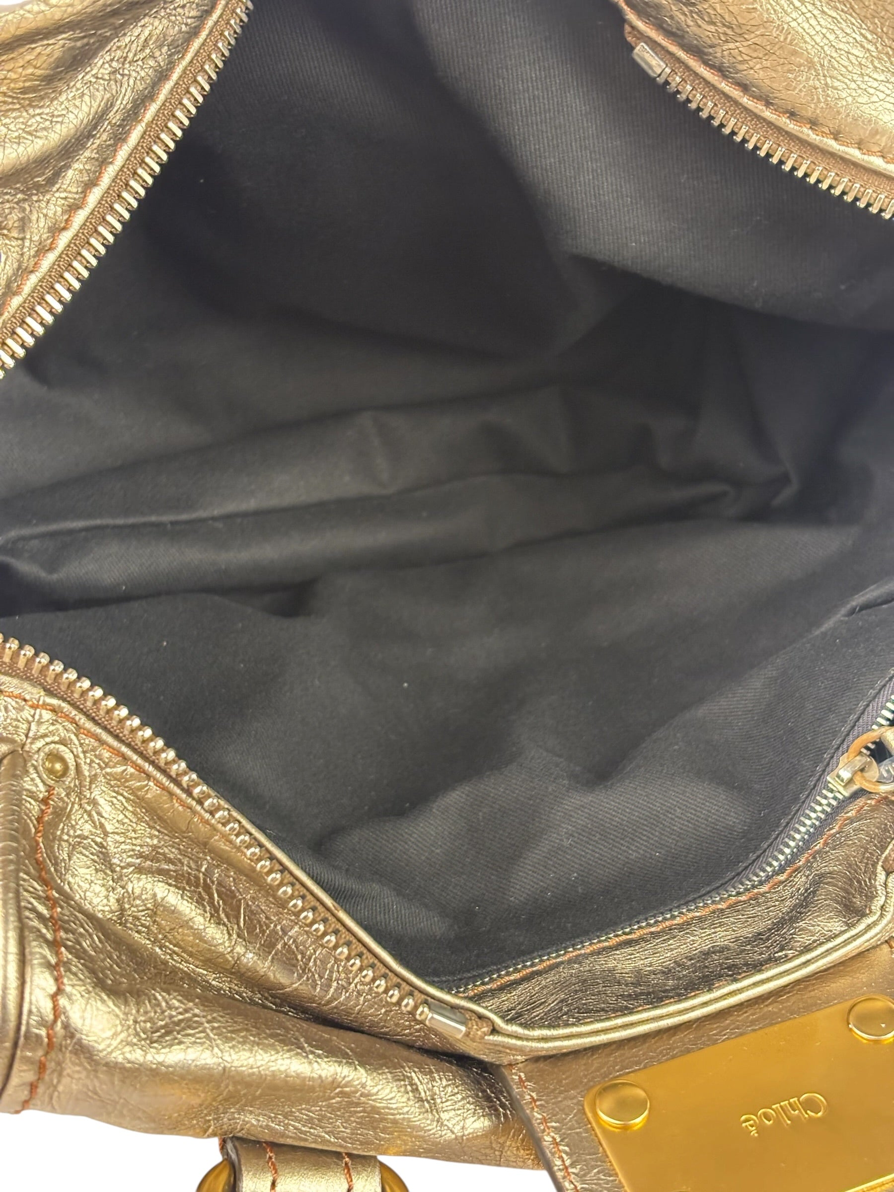 Chloe Metallic Gold Leather Paddington Handbag