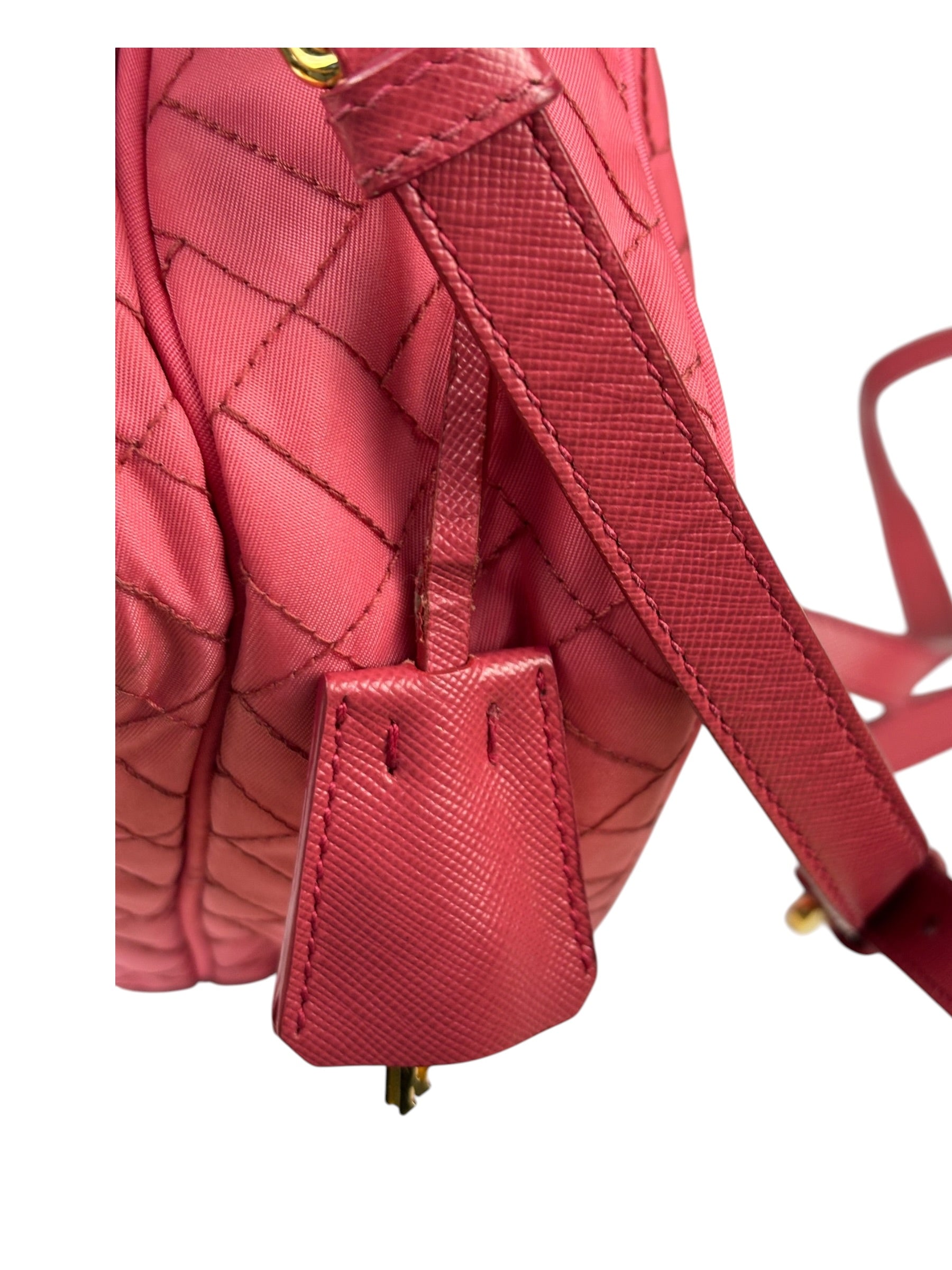 Prada Pink Leather Trim/Synthetic Tessuto Camera Bag