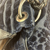 Bottega Veneta Vintage Blue Leopard Chenille Shoulder/Hand Bag
