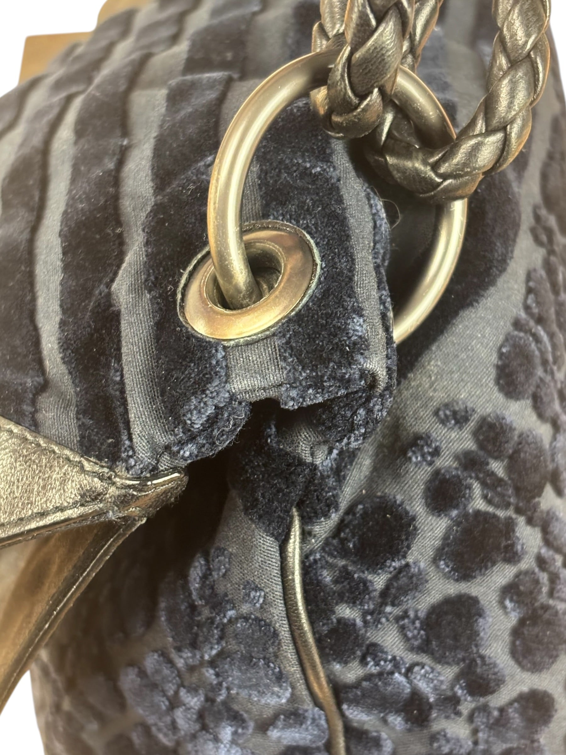 Bottega Veneta Vintage Blue Leopard Chenille Shoulder/Hand Bag