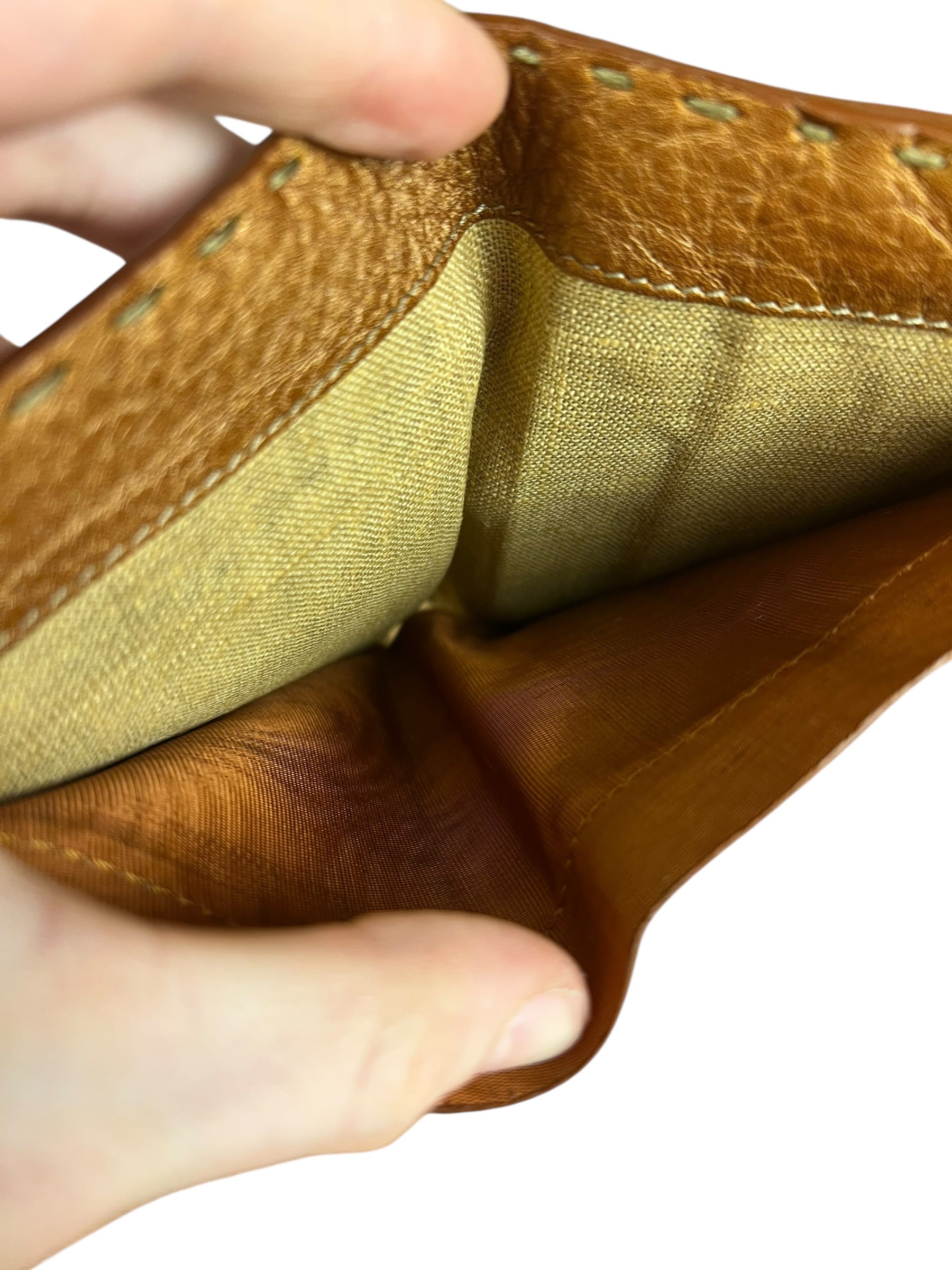 Fendi Bronze Bi-Fold Pebbled Leather Wallet