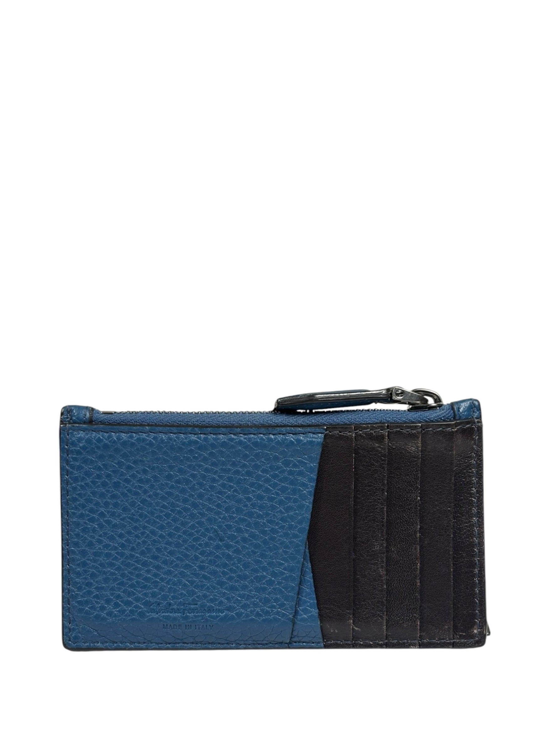 Salvatore Ferragamo Navy Calfskin Coin/Card Holder