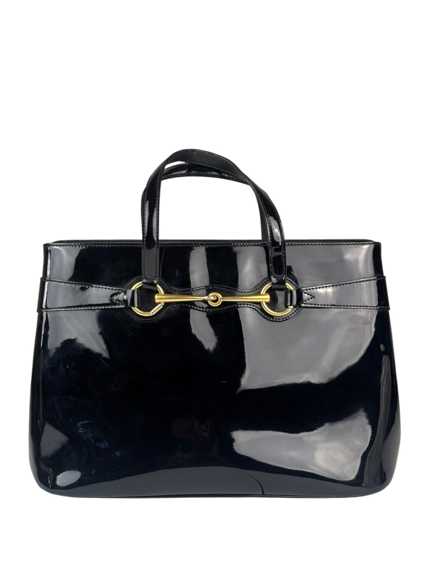 Gucci Vintage Black Patent Leather Tote