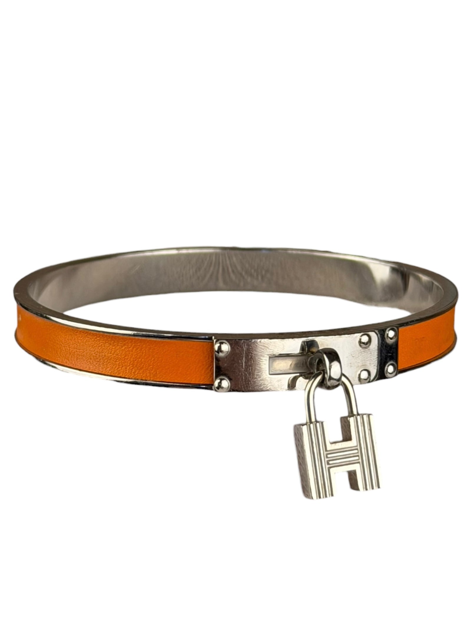 Hermes Orange Kelly H Lock Mini Clic Bracelet