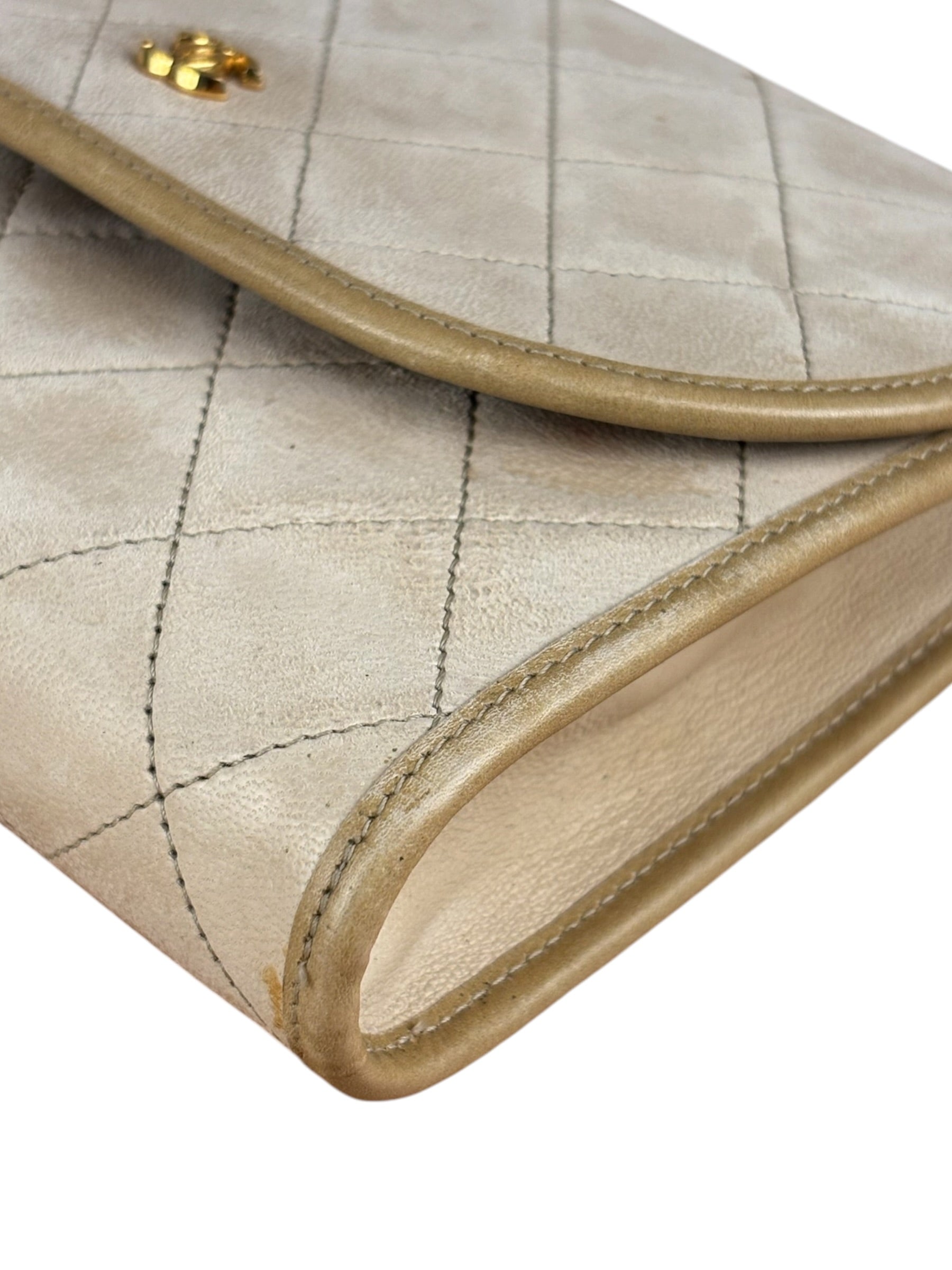 Chanel Beige Leather Trim Matelasse Mini Shoulder Bag 2009