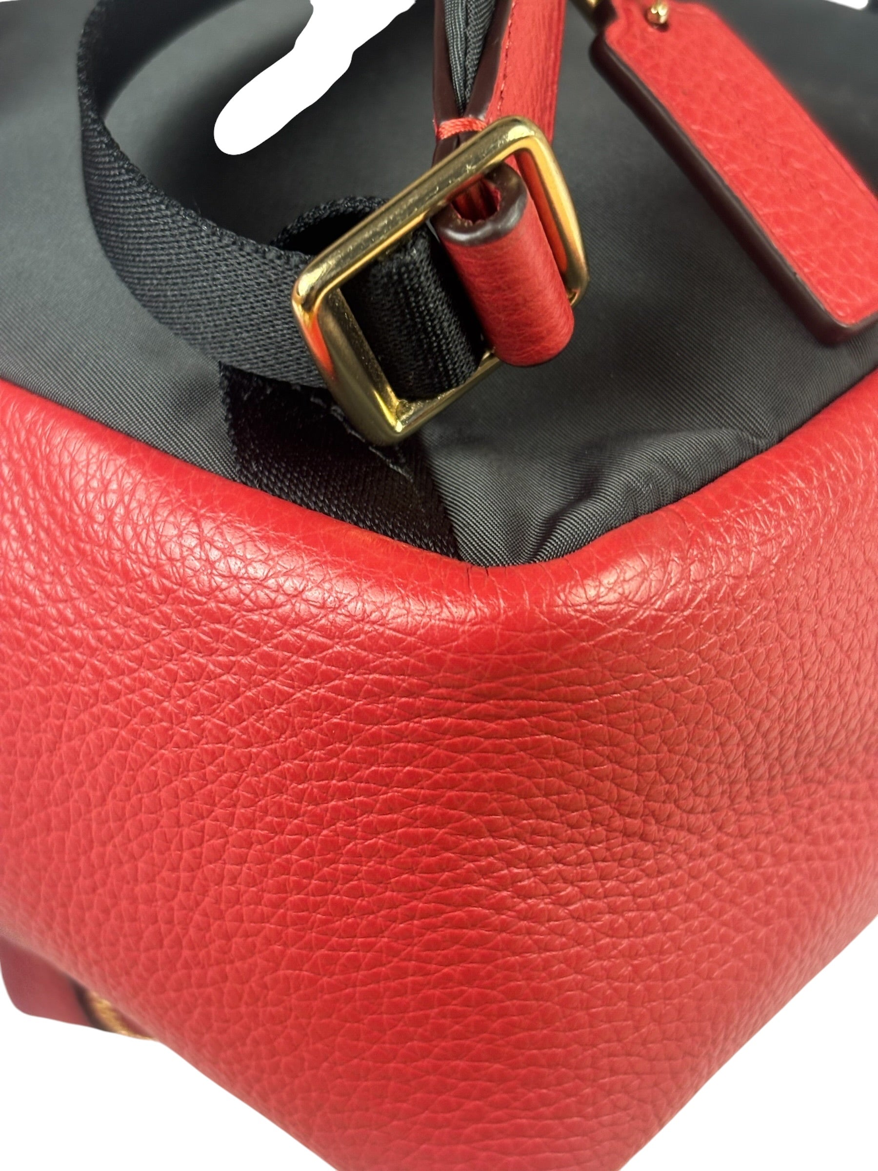 Coach Red Pebbled Mini Charlie Backpack
