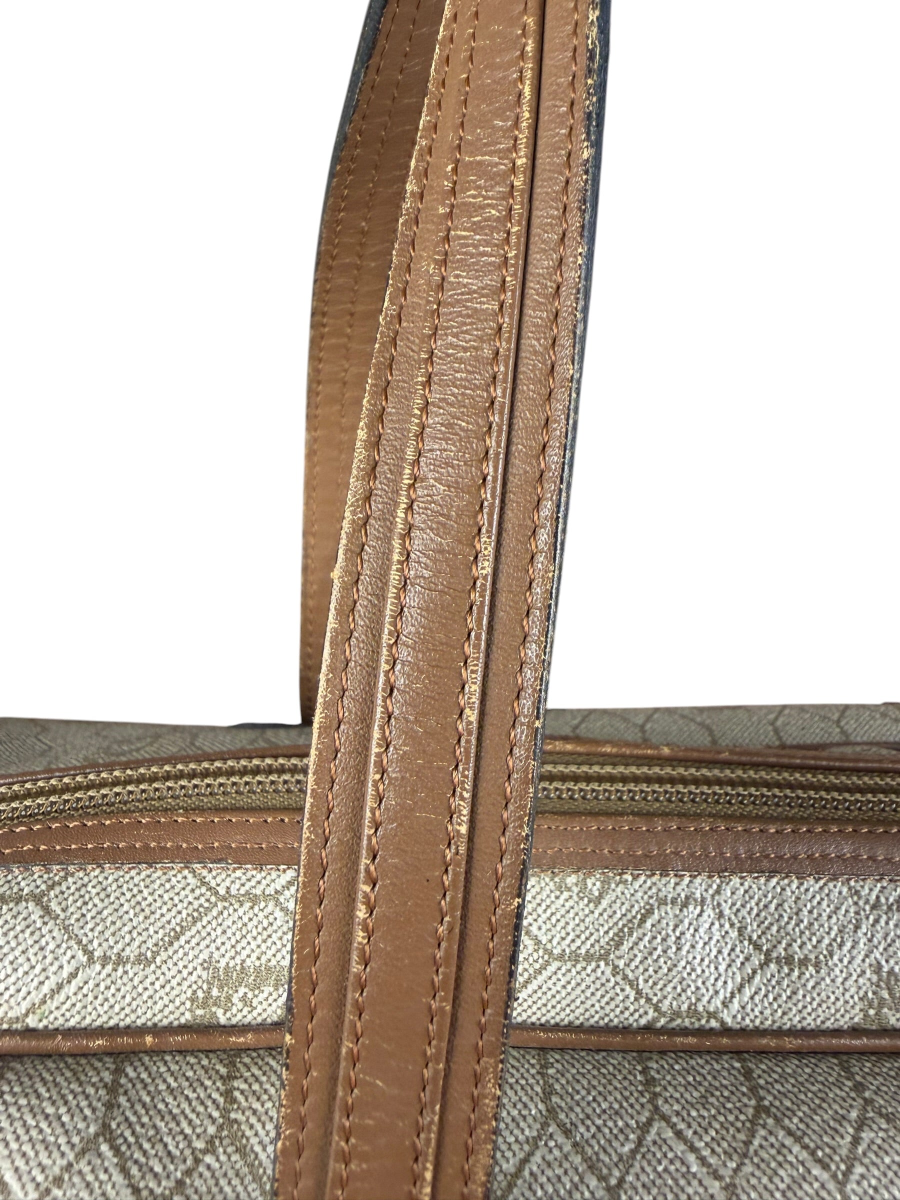 Christian Dior Vintage Beige Honeycomb Boston Bag