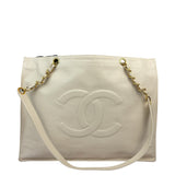 Chanel Vintage Beige Leather Timeless Tote 1996