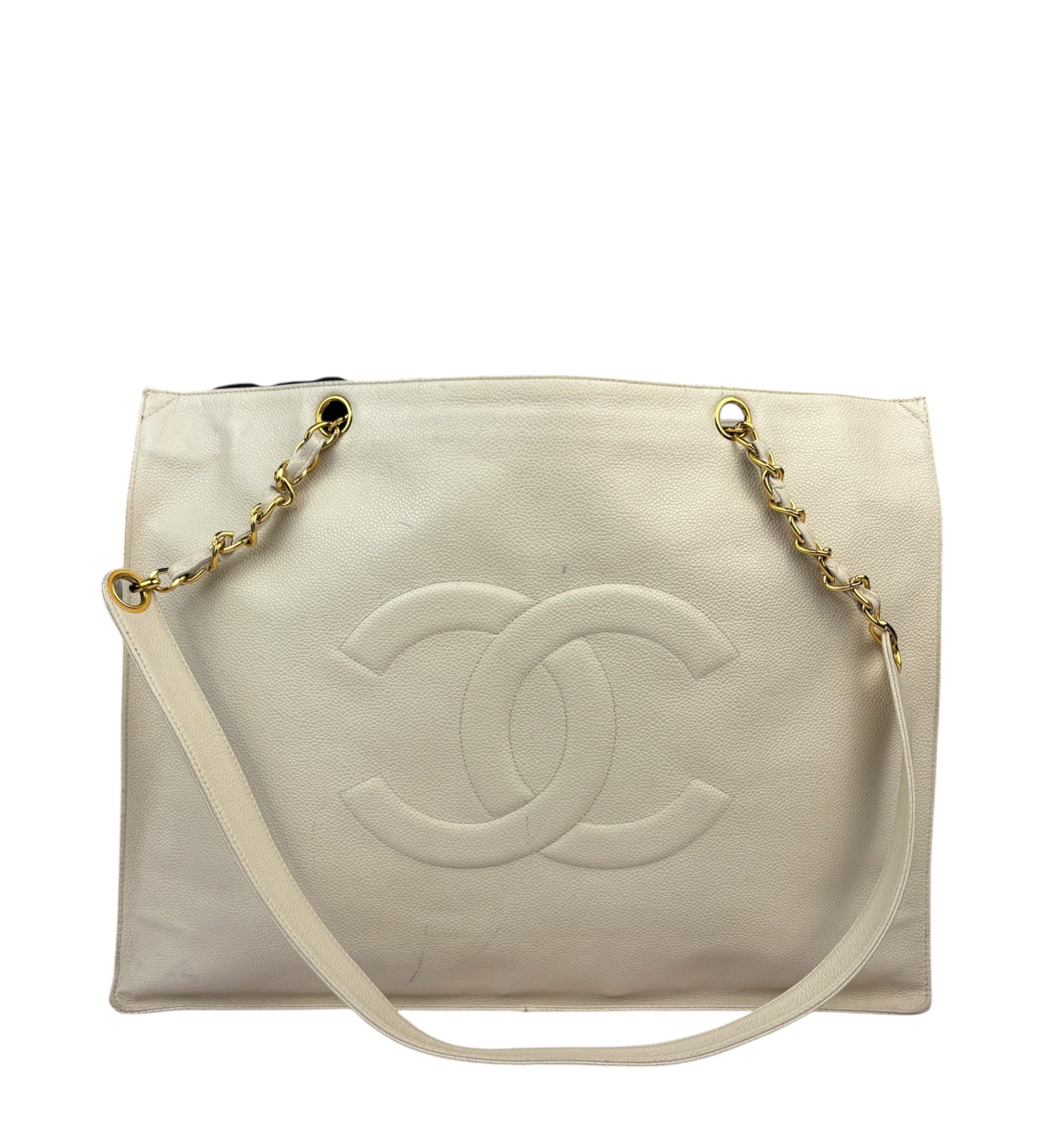 Chanel Vintage Beige Leather Timeless Tote 1996