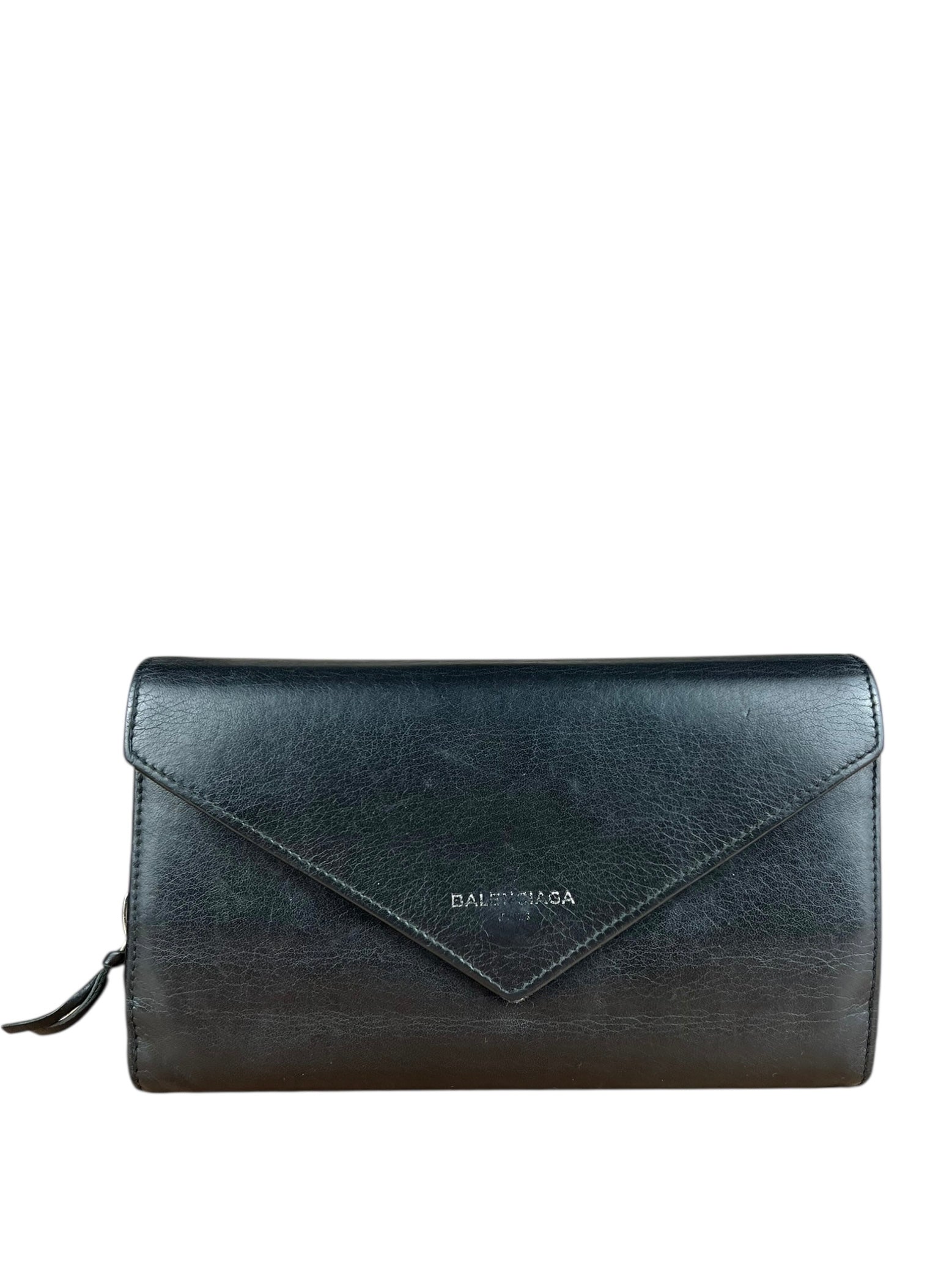 Balenciaga Black Leather Flap Wallet on Chain Bag