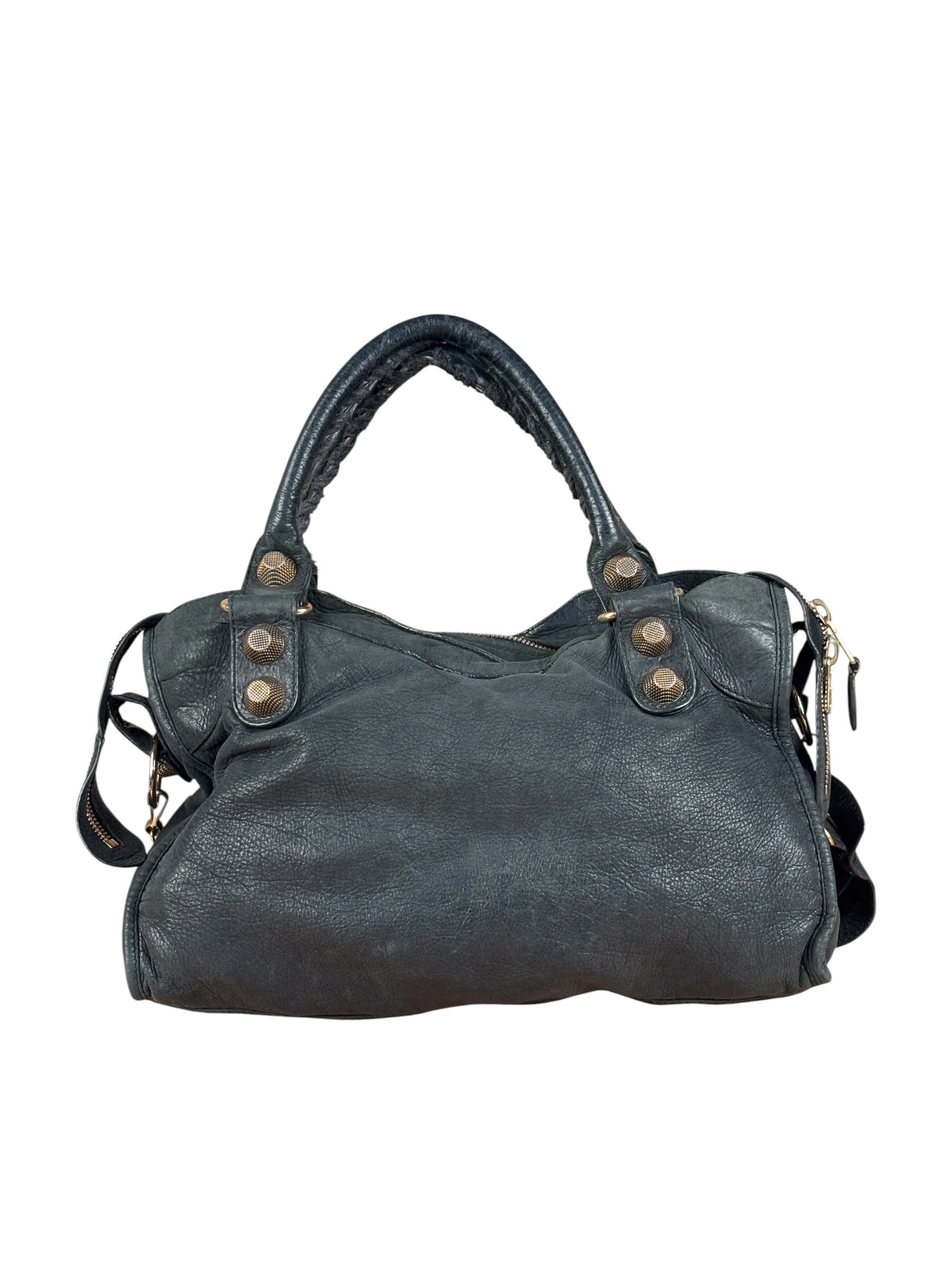 Balenciaga Black Leather Giant Gold City Two-Way Bag 21