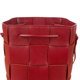 Bottega Veneta Red Leather Cassestte Maxi Intrecciato Bucket Bag