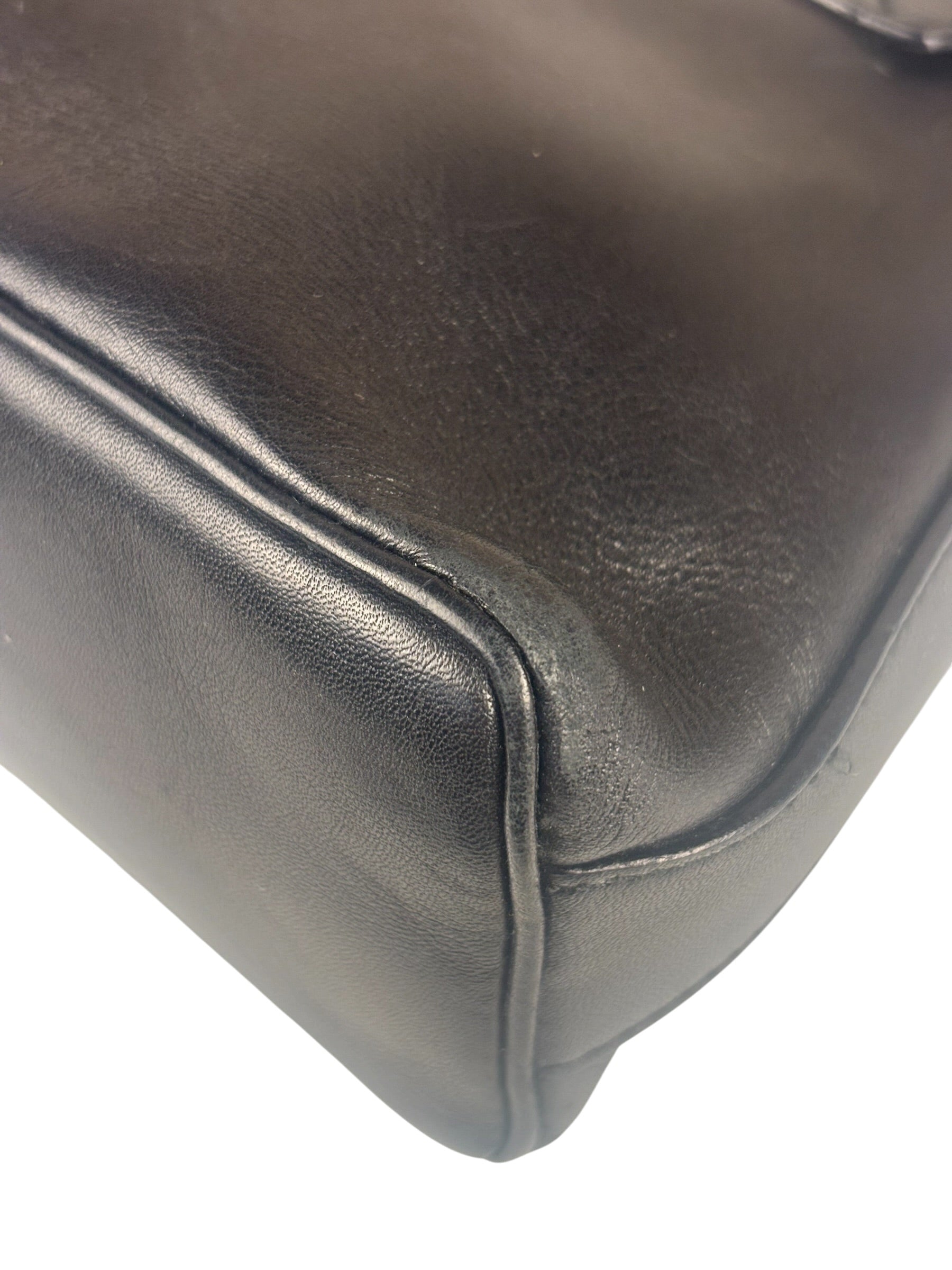 Ferragamo Vintage Black Leather Flap Shoulder Pochette