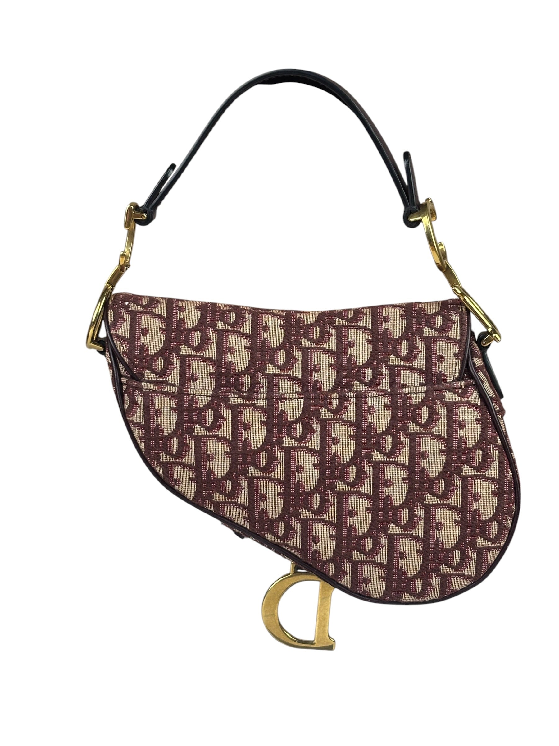 Christian Dior Burgundy Trotter Mini Saddle Bag