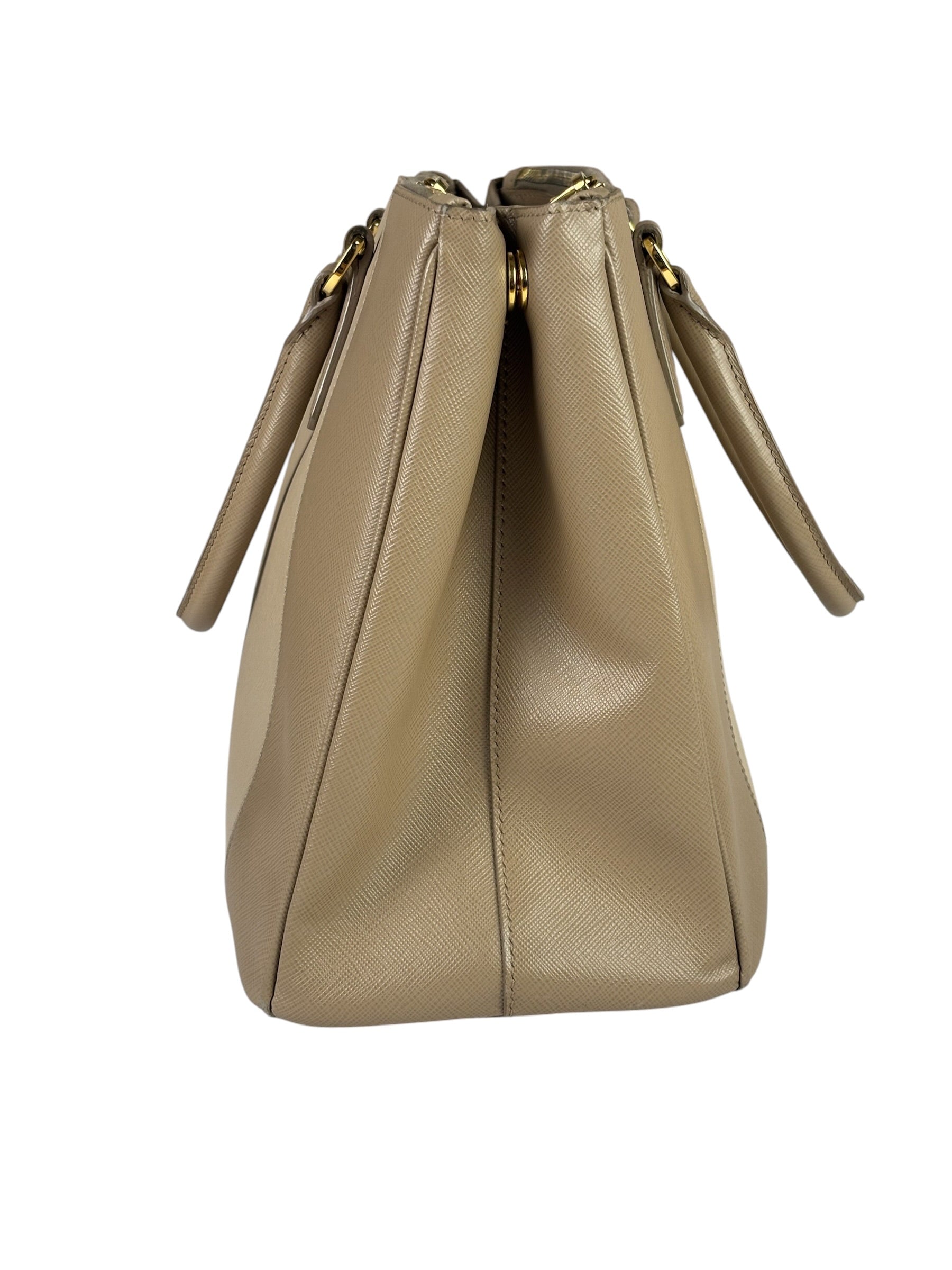Prada Beige Saffiano Leather Galleria Large Shoulder Bag