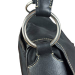 Damaged Prada Vintage Black Tessuto Nylon Leather Trim Saddle Flap Shoulder Bag