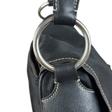 Damaged Prada Vintage Black Tessuto Nylon Leather Trim Saddle Flap Shoulder Bag