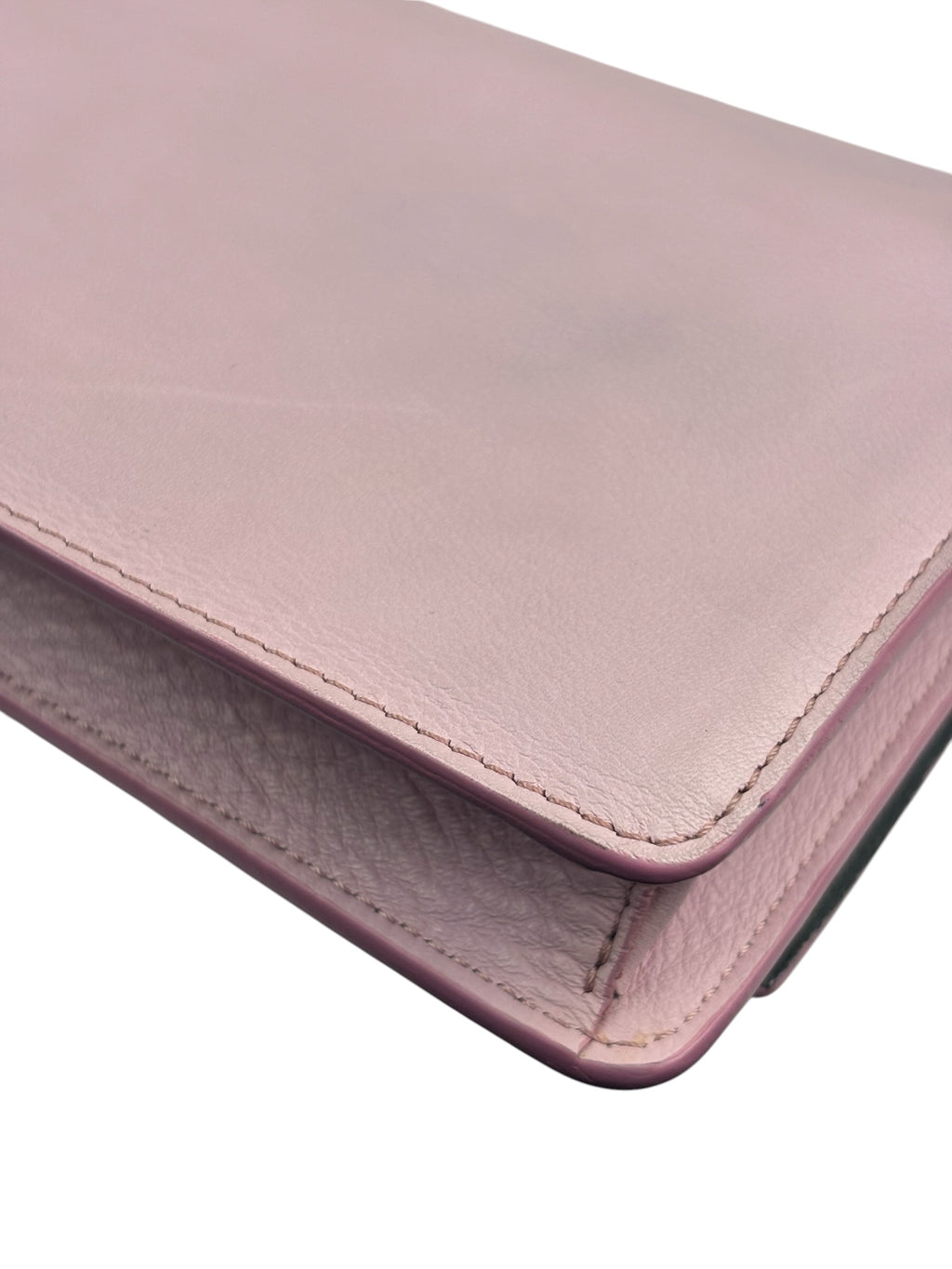 Fendi Pink Leather Tube Flap Wallet On Chain