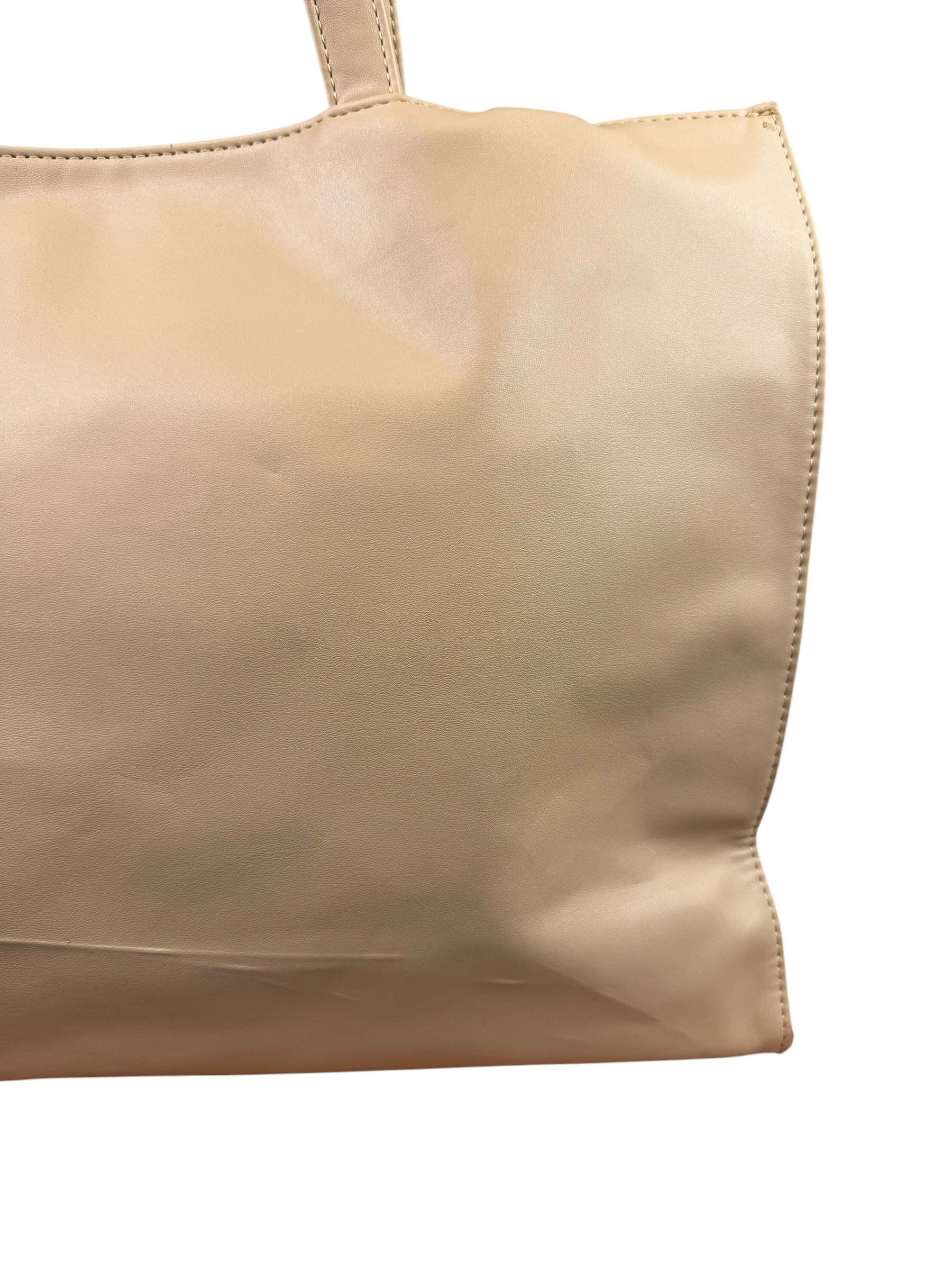 Telfar Cream Leather Medium Shopping Tote Bag