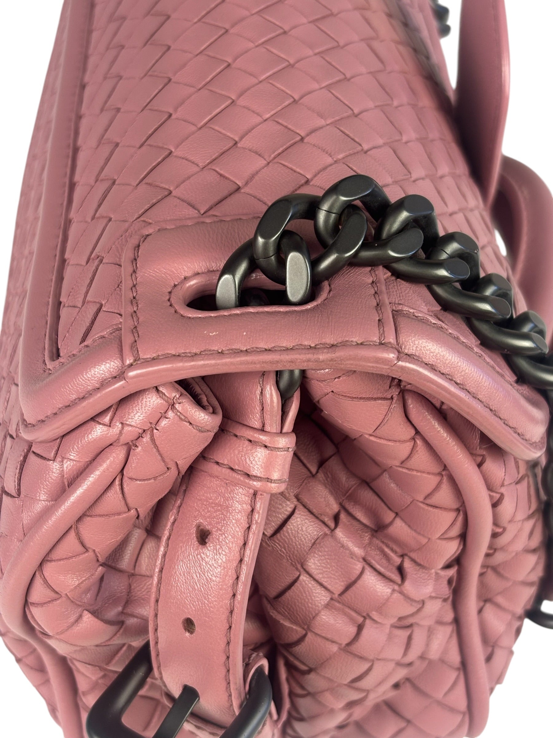 Bottega Veneta Purple Leather Rialto Intrecciato Shoulder Bag