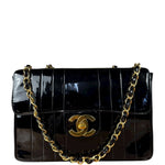 Chanel Black Patent Mademoiselle Single Flap Bag '95