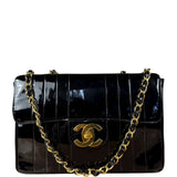Chanel Black Patent Mademoiselle Single Flap Bag '95