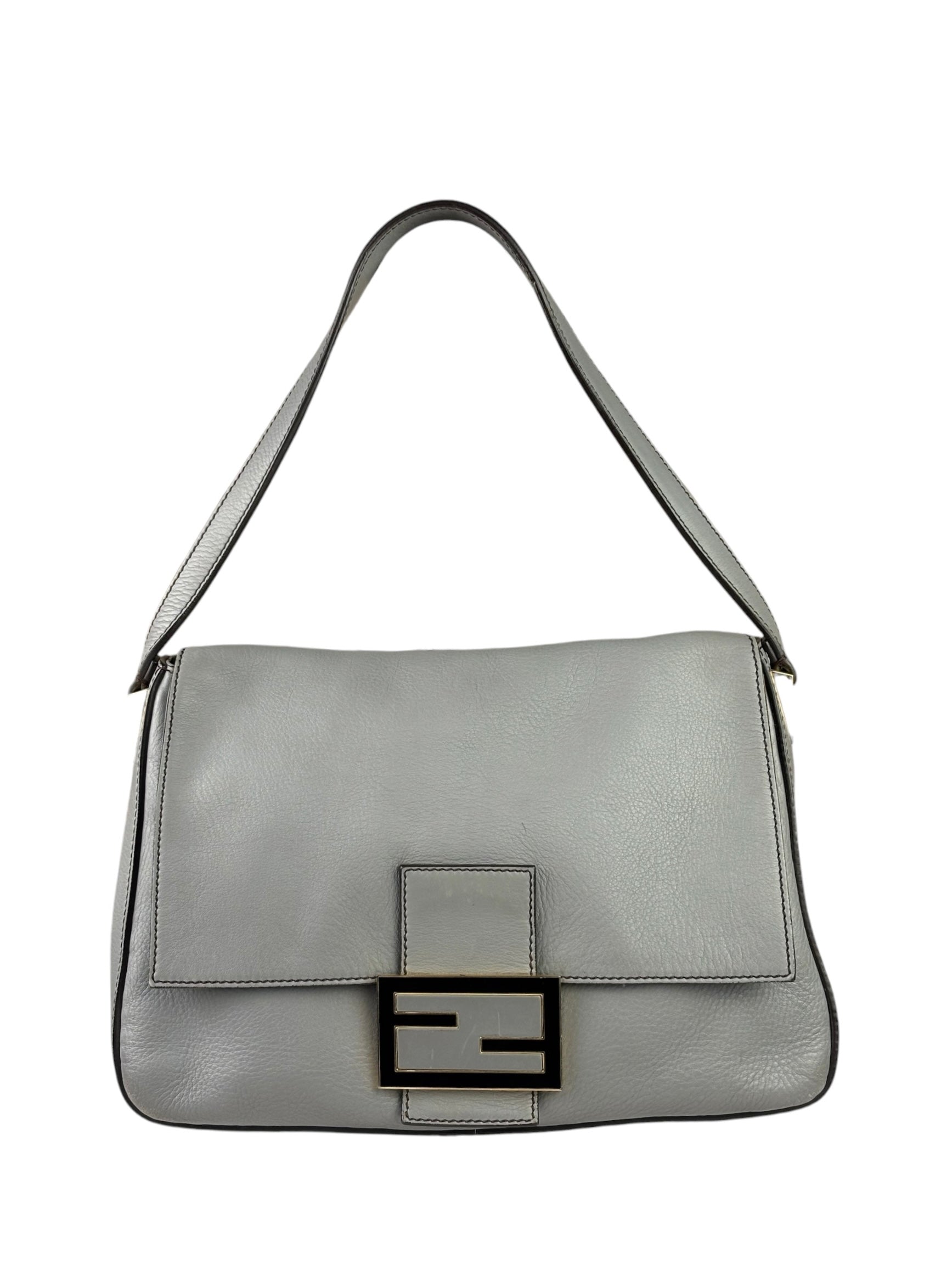 Fendi Grey Leather Flap Bag
