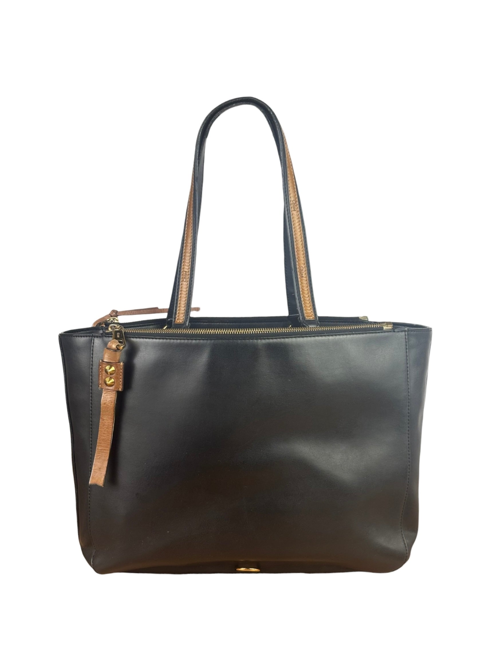Chloe Black Leather Roy Large Zip Shoulder Bag