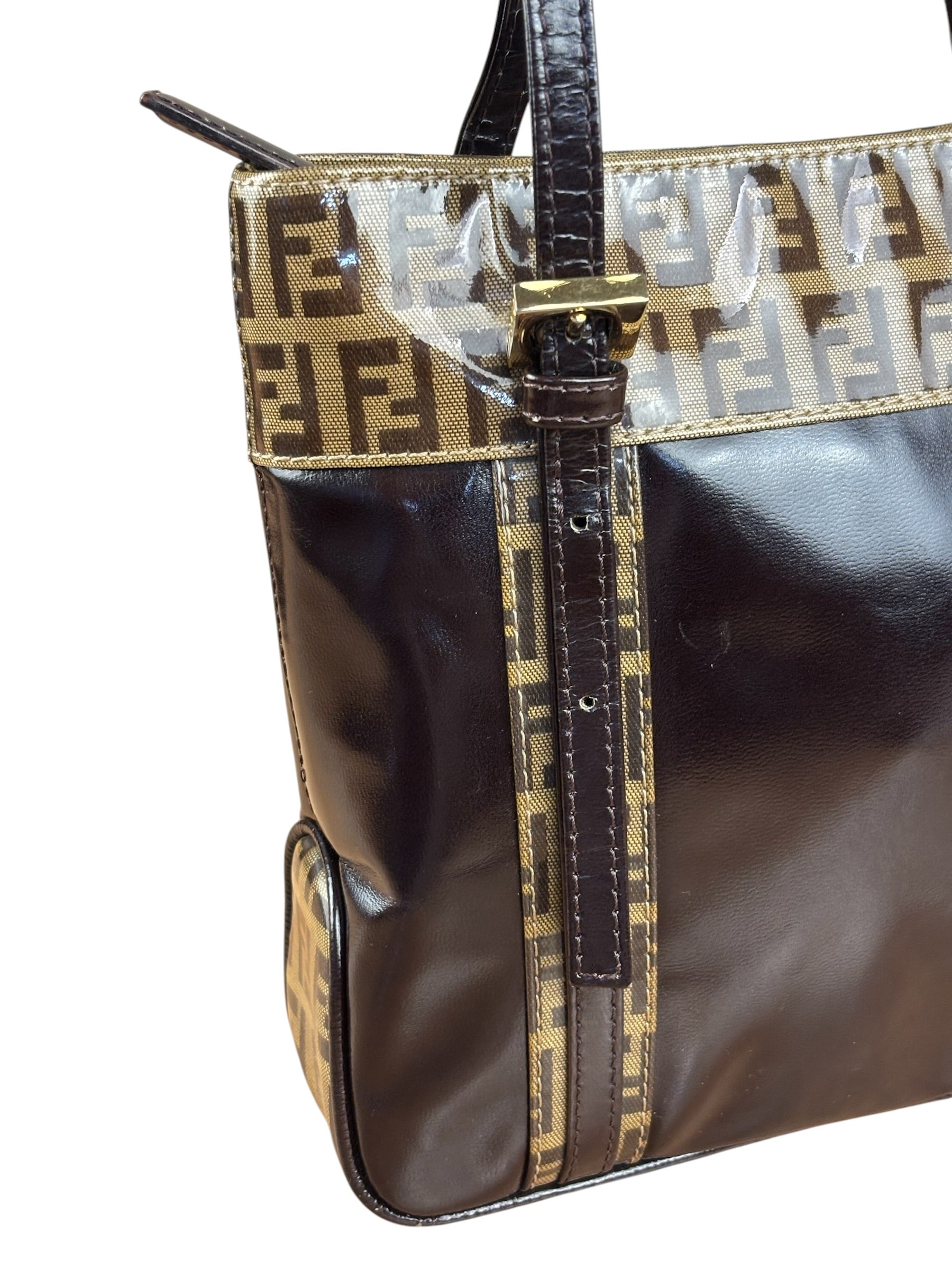 Fendi Vintage Zucca Patent Canvas Tote Bag