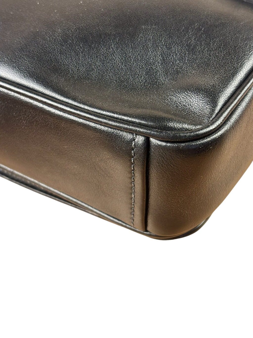 Prada Black Calfskin Studded Glace Flap Bag