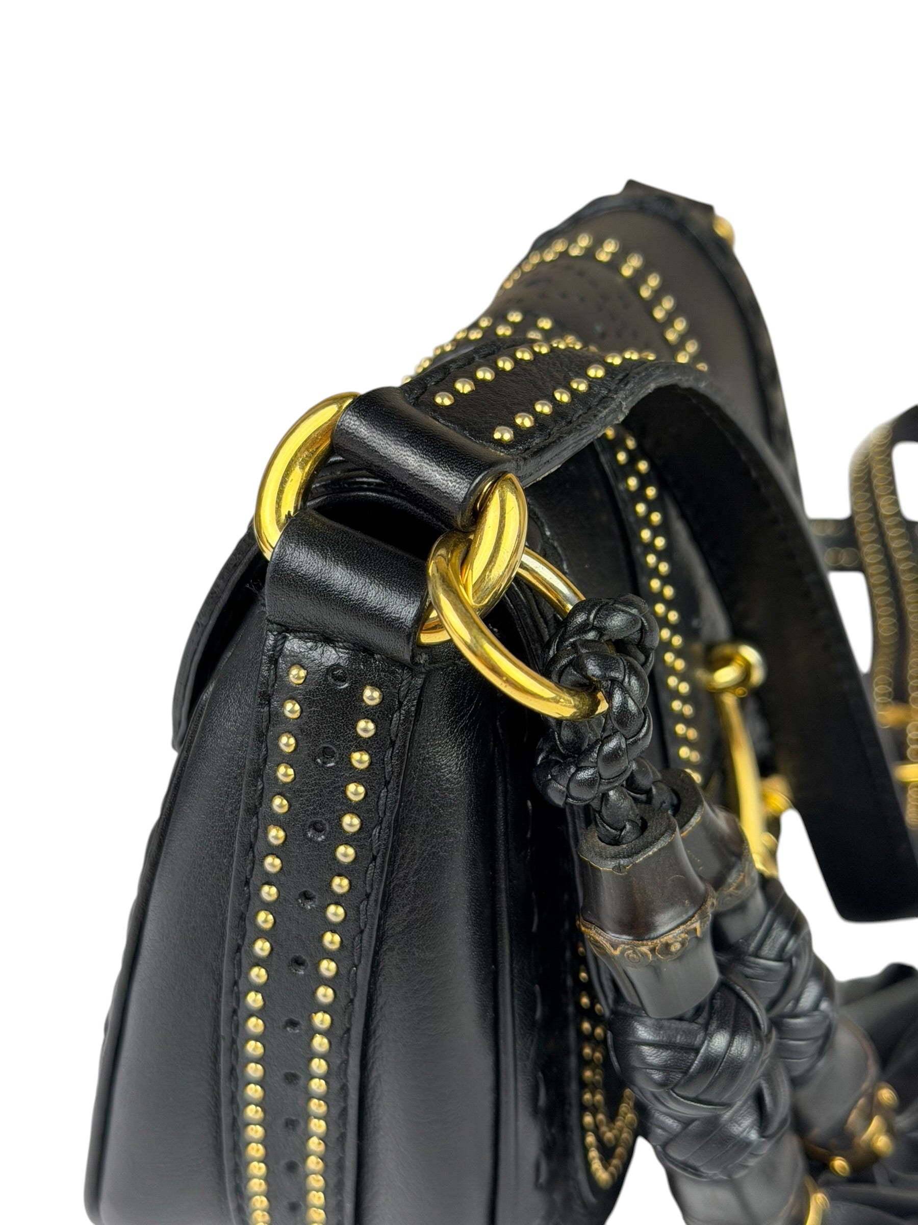 Gucci Black Leather Snaffle Bit Shoulder Bag