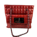 Chanel Red Lambskin Chocolate Bar Mademoiselle Reissue Square Tote  2004
