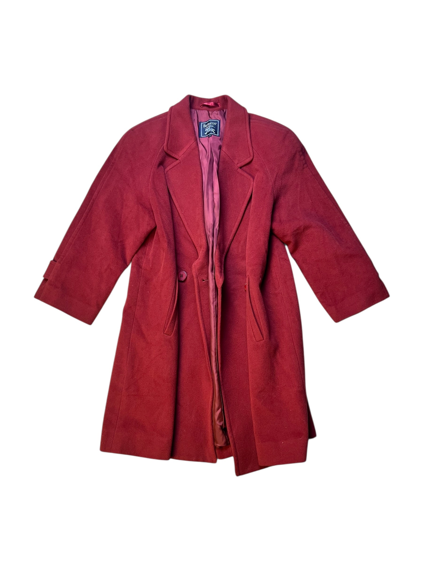 Burberry Vintage Dark Red Wool Mid Length Coat