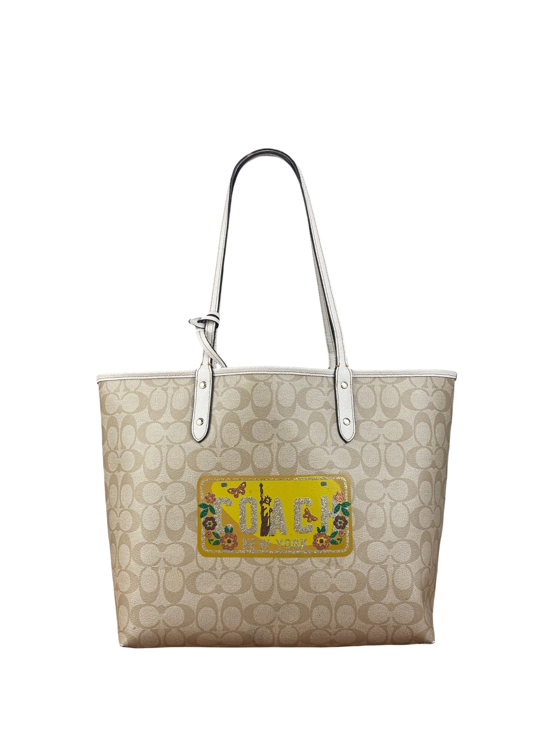 Coach Leather Signature Canvas Reversible City Tote Bag