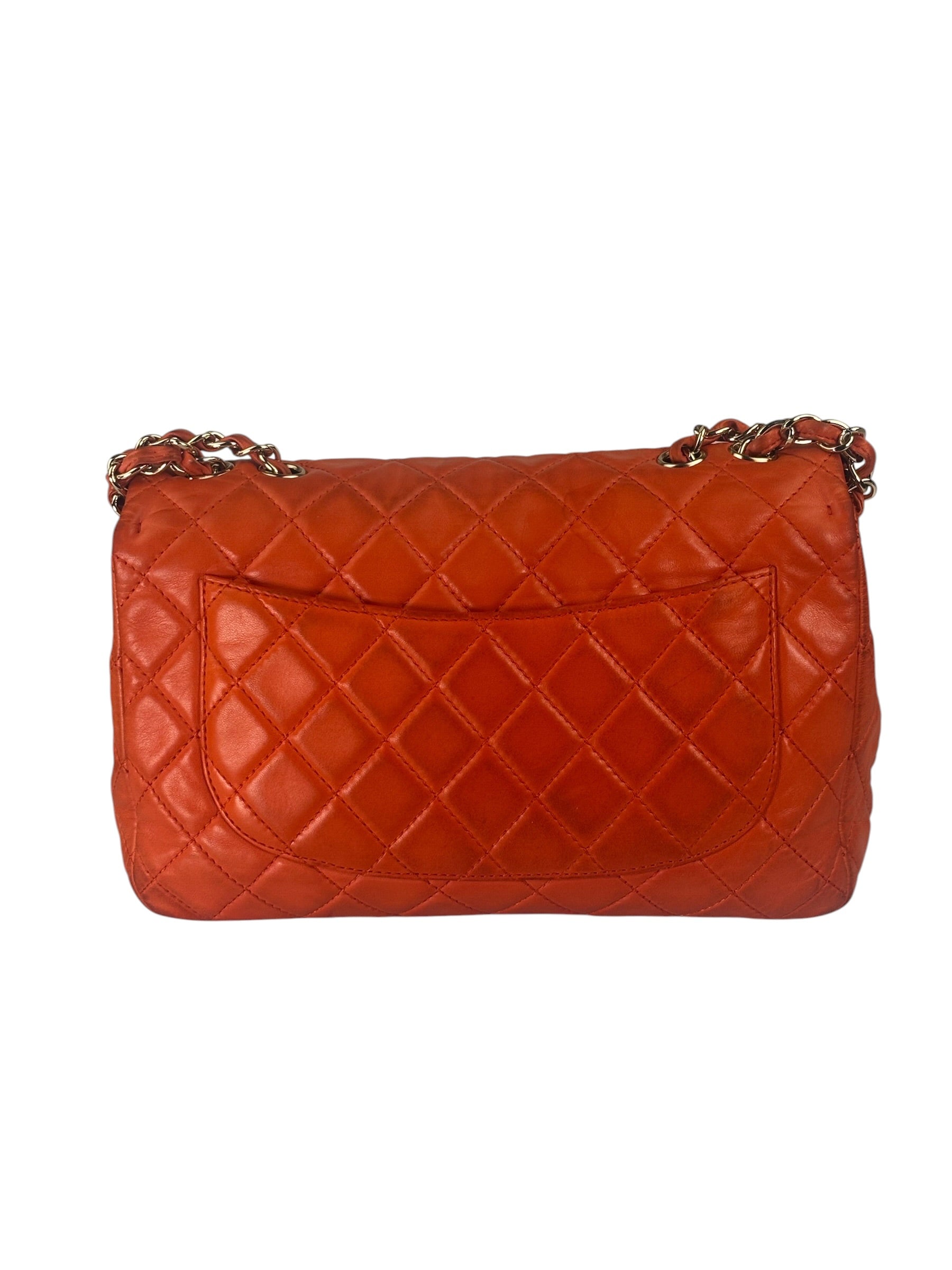 Chanel Orange Quilted Lambskin Flap Bag 2008