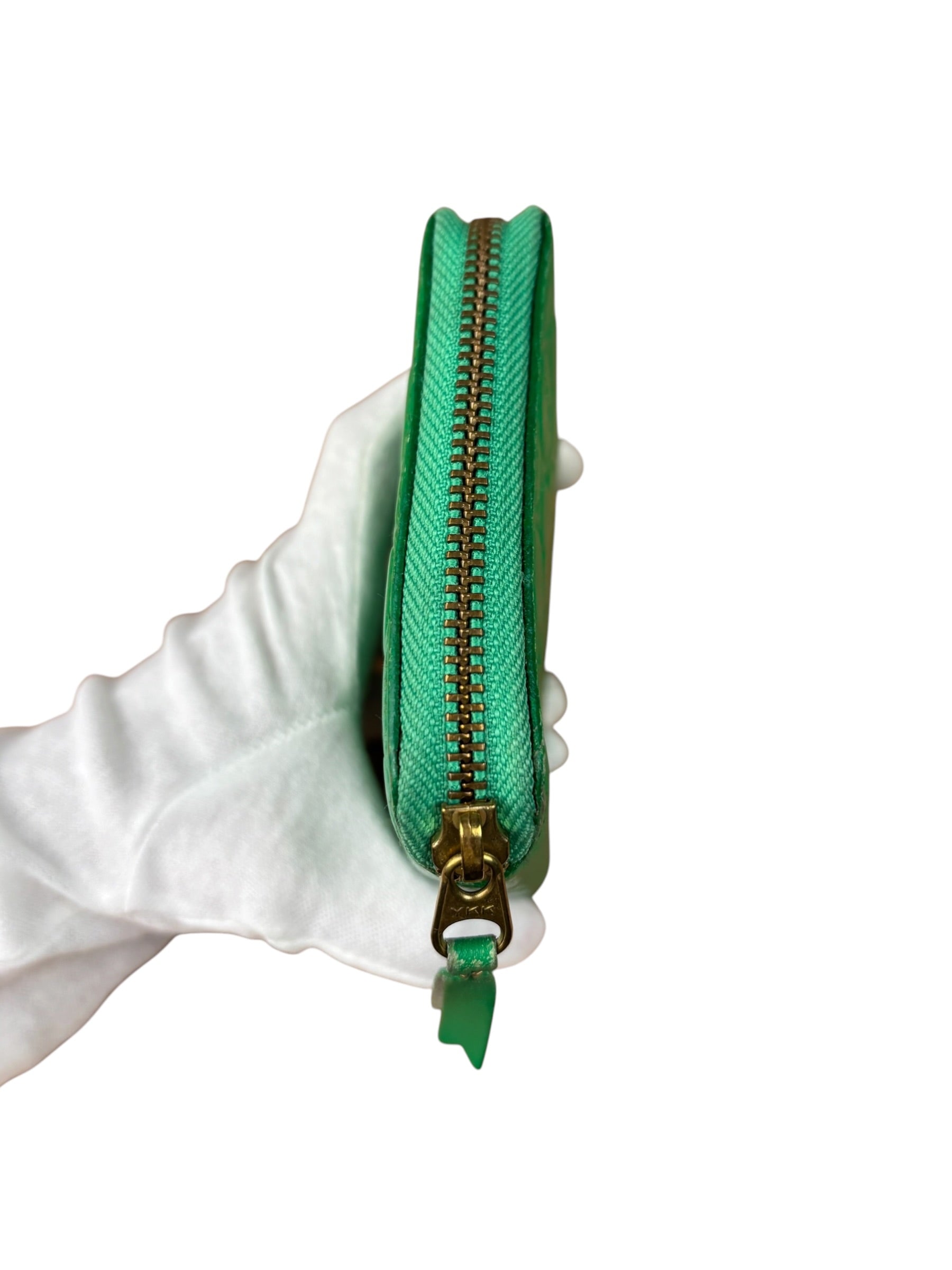 Comme Des Garcons Green Zip Around Wallet