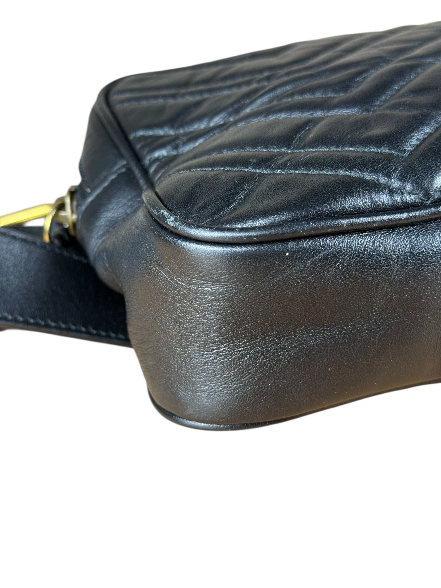 Gucci GG Black Chevron Leather Belt Bag