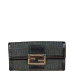 Fendi Vintage Leather Trim FF Zucca Long Wallet