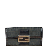 Fendi Vintage Leather Trim FF Zucca Long Wallet