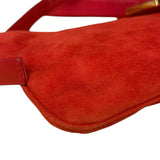 Fendi Red Suede Baguette Crossbody Bag